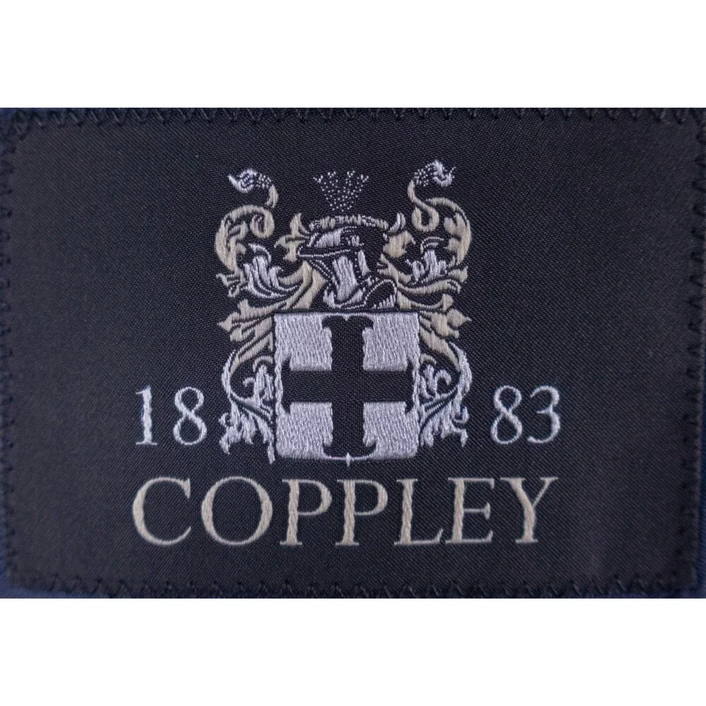 Coppley 2-Pcs Solid Navy Blue Suit 100's Wool Blazer Jacket Sz 44T Pants 38X33